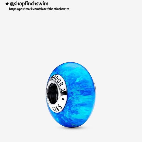 Pandora Colour-changing Jellyfish and Round Clasp Blue Braided Leather Bracelet - Picture 4 of 5